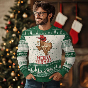 Xmas In Texas Ugly Christmas Sweater Merry Texmas Santa Cowboy Hat TS09 Green Print Your Wear