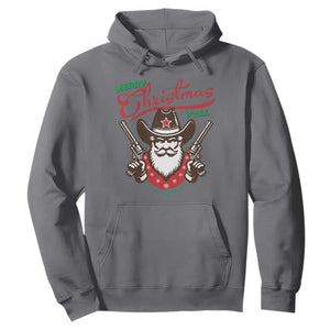 Merry Christmas Y'All Texas Cowboy Santa Hoodie TS09 Charcoal Print Your Wear