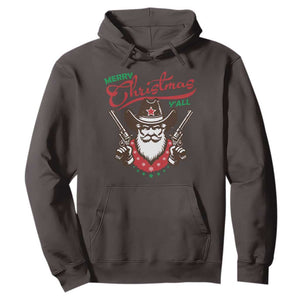 Merry Christmas Y'All Texas Cowboy Santa Hoodie TS09 Dark Chocolate Print Your Wear