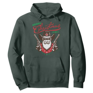 Merry Christmas Y'All Texas Cowboy Santa Hoodie TS09 Dark Forest Green Print Your Wear