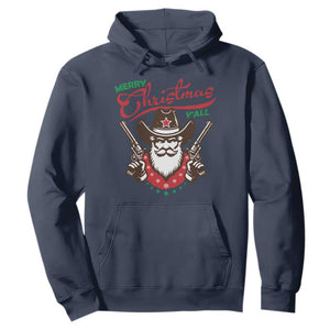 Merry Christmas Y'All Texas Cowboy Santa Hoodie TS09 Navy Print Your Wear