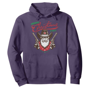 Merry Christmas Y'All Texas Cowboy Santa Hoodie TS09 Purple Print Your Wear