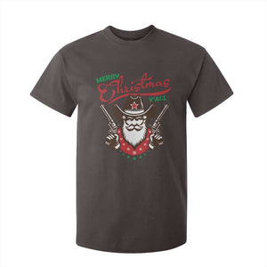 Merry Christmas Y'All Texas Cowboy Santa T Shirt For Kid TS09 Dark Chocolate Print Your Wear