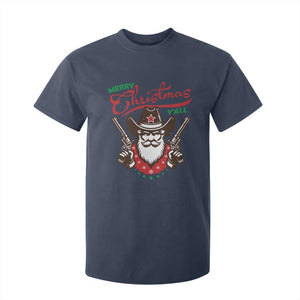 Merry Christmas Y'All Texas Cowboy Santa T Shirt For Kid TS09 Navy Print Your Wear