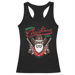 Merry Christmas Y'All Texas Cowboy Santa Racerback Tank Top TS09 Black Print Your Wear