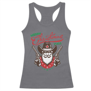 Merry Christmas Y'All Texas Cowboy Santa Racerback Tank Top TS09 Charcoal Print Your Wear