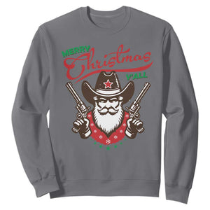 Merry Christmas Y'All Texas Cowboy Santa Sweatshirt TS09 Charcoal Print Your Wear