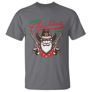 Merry Christmas Y'All Texas Cowboy Santa T Shirt TS09 Charcoal Print Your Wear