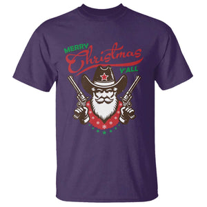 Merry Christmas Y'All Texas Cowboy Santa T Shirt TS09 Purple Print Your Wear