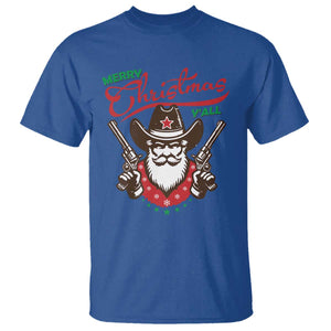 Merry Christmas Y'All Texas Cowboy Santa T Shirt TS09 Royal Blue Print Your Wear