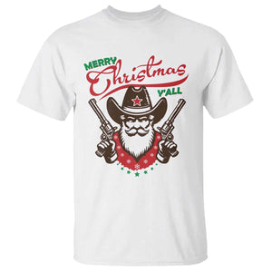 Merry Christmas Y'All Texas Cowboy Santa T Shirt TS09 White Print Your Wear