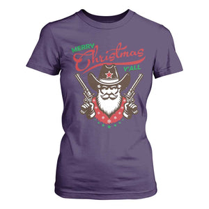 Merry Christmas Y'All Texas Cowboy Santa T Shirt For Women TS09 Purple Print Your Wear