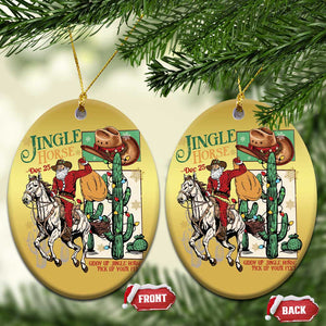 Western Xmas Christmas Ornament Jingle Horse Pick Up Your Feet Cowboy Santa Rider TS09 Oval Gold Print Your Wear