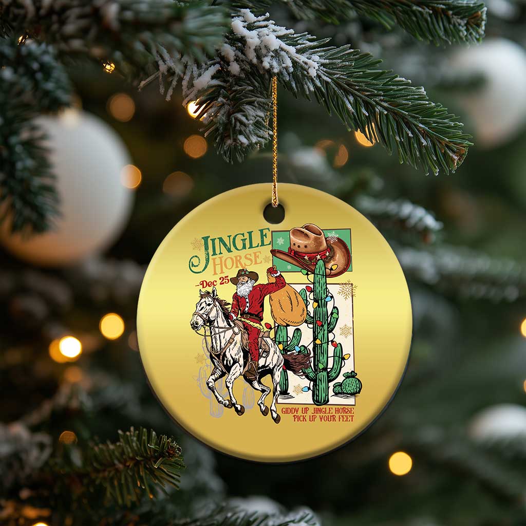 Western Xmas Christmas Ornament Jingle Horse Pick Up Your Feet Cowboy Santa Rider TS09 Print Your Wear