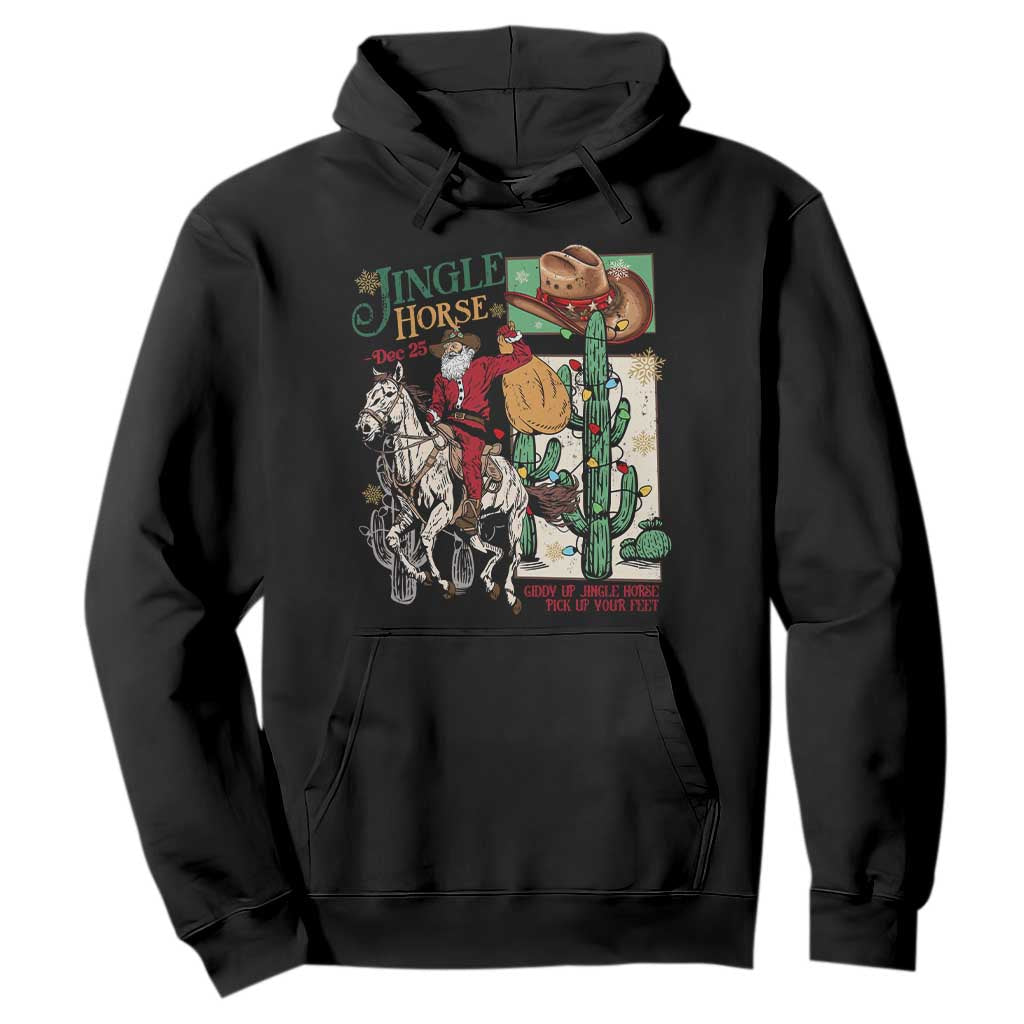 Western Christmas Hoodie Jingle Horse Pick Up Your Feet Cowboy Santa Rider TS09 Black Print Your Wear