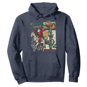 Western Christmas Hoodie Jingle Horse Pick Up Your Feet Cowboy Santa Rider TS09 Navy Print Your Wear