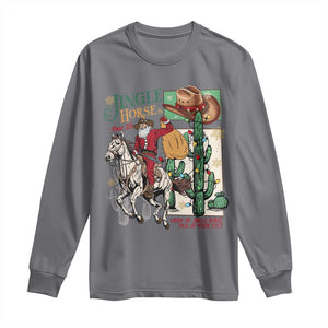 Western Christmas Long Sleeve Shirt Jingle Horse Pick Up Your Feet Cowboy Santa Rider TS09 Charcoal Print Your Wear