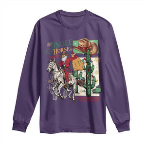 Western Christmas Long Sleeve Shirt Jingle Horse Pick Up Your Feet Cowboy Santa Rider TS09 Purple Print Your Wear