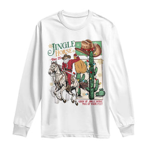 Western Christmas Long Sleeve Shirt Jingle Horse Pick Up Your Feet Cowboy Santa Rider TS09 White Print Your Wear