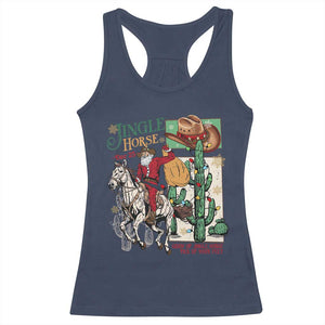 Western Christmas Racerback Tank Top Jingle Horse Pick Up Your Feet Cowboy Santa Rider TS09 Navy Print Your Wear