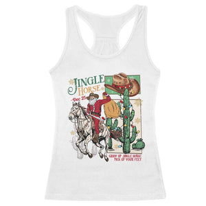 Western Christmas Racerback Tank Top Jingle Horse Pick Up Your Feet Cowboy Santa Rider TS09 White Print Your Wear