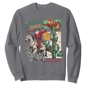 Western Christmas Sweatshirt Jingle Horse Pick Up Your Feet Cowboy Santa Rider TS09 Charcoal Print Your Wear