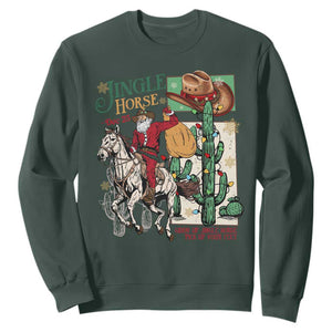 Western Christmas Sweatshirt Jingle Horse Pick Up Your Feet Cowboy Santa Rider TS09 Dark Forest Green Print Your Wear