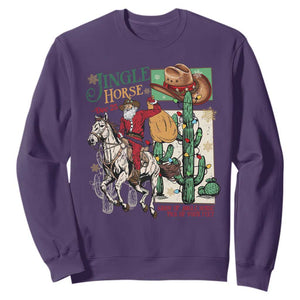 Western Christmas Sweatshirt Jingle Horse Pick Up Your Feet Cowboy Santa Rider TS09 Purple Print Your Wear