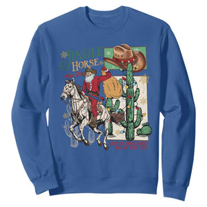 Western Christmas Sweatshirt Jingle Horse Pick Up Your Feet Cowboy Santa Rider TS09 Royal Blue Print Your Wear