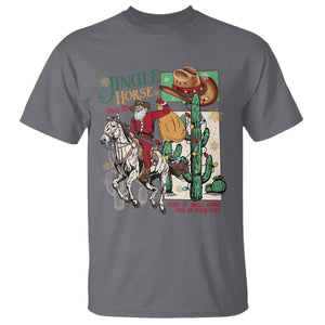 Western Christmas T Shirt Jingle Horse Pick Up Your Feet Cowboy Santa Rider TS09 Charcoal Print Your Wear