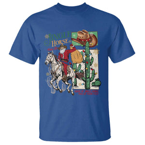 Western Christmas T Shirt Jingle Horse Pick Up Your Feet Cowboy Santa Rider TS09 Royal Blue Print Your Wear