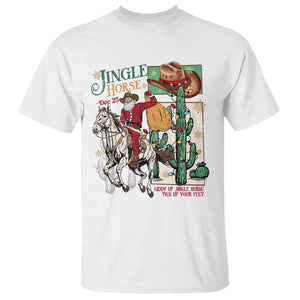 Western Christmas T Shirt Jingle Horse Pick Up Your Feet Cowboy Santa Rider TS09 White Print Your Wear