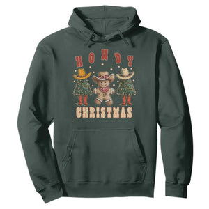 Howdy Christmas Hoodie Cowboy Cactus Xmas Tree TS09 Dark Forest Green Print Your Wear