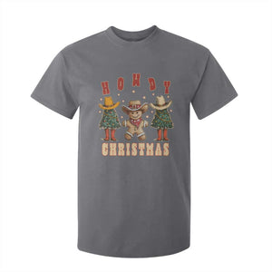 Howdy Christmas T Shirt For Kid Cowboy Cactus Xmas Tree TS09 Charcoal Print Your Wear