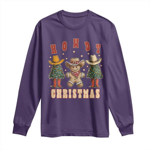 Howdy Christmas Long Sleeve Shirt Cowboy Cactus Xmas Tree TS09 Purple Print Your Wear