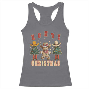 Howdy Christmas Racerback Tank Top Cowboy Cactus Xmas Tree TS09 Charcoal Print Your Wear