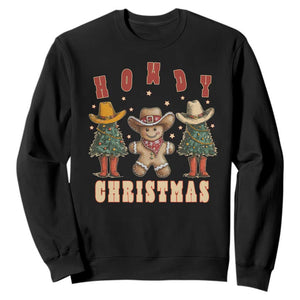 Howdy Christmas Sweatshirt Cowboy Cactus Xmas Tree TS09 Black Print Your Wear