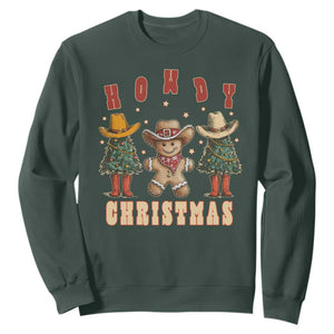 Howdy Christmas Sweatshirt Cowboy Cactus Xmas Tree TS09 Dark Forest Green Print Your Wear