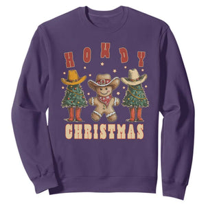 Howdy Christmas Sweatshirt Cowboy Cactus Xmas Tree TS09 Purple Print Your Wear