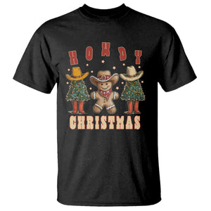 Howdy Christmas T Shirt Cowboy Cactus Xmas Tree TS09 Black Print Your Wear