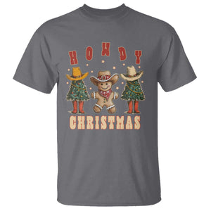 Howdy Christmas T Shirt Cowboy Cactus Xmas Tree TS09 Charcoal Print Your Wear