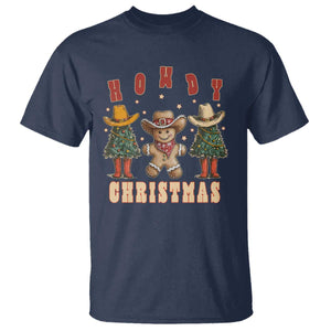 Howdy Christmas T Shirt Cowboy Cactus Xmas Tree TS09 Navy Print Your Wear