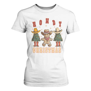 Howdy Christmas T Shirt For Women Cowboy Cactus Xmas Tree TS09 White Print Your Wear