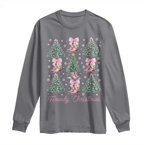 Howdy Christmas Long Sleeve Shirt Coquette Christmas Tree Cowgirl TS09 Charcoal Print Your Wear