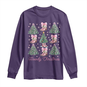 Howdy Christmas Long Sleeve Shirt Coquette Christmas Tree Cowgirl TS09 Purple Print Your Wear