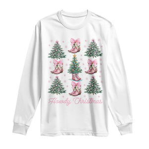 Howdy Christmas Long Sleeve Shirt Coquette Christmas Tree Cowgirl TS09 White Print Your Wear