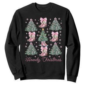 Howdy Christmas Sweatshirt Coquette Christmas Tree Cowgirl TS09 Black Print Your Wear