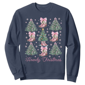 Howdy Christmas Sweatshirt Coquette Christmas Tree Cowgirl TS09 Navy Print Your Wear