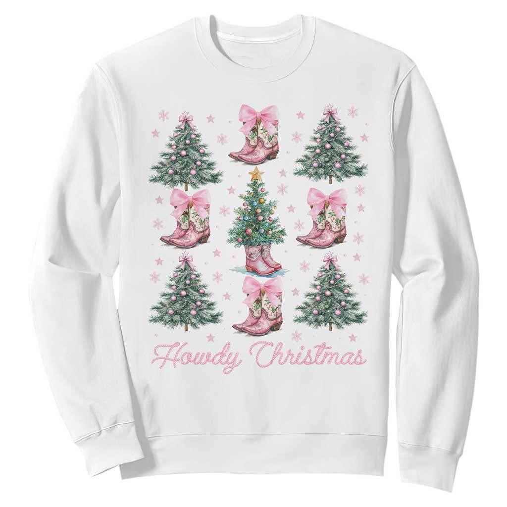 Howdy Christmas Sweatshirt Coquette Christmas Tree Cowgirl TS09 White Print Your Wear