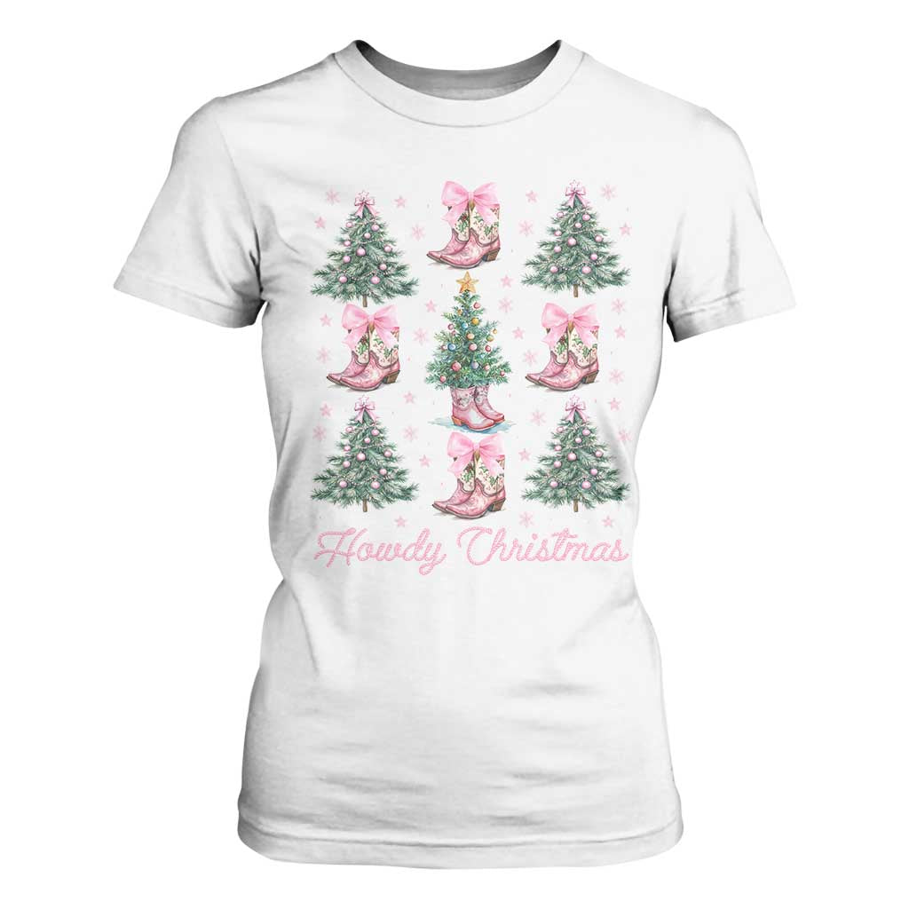 Howdy Christmas T Shirt For Women Coquette Christmas Tree Cowgirl TS09 White Print Your Wear